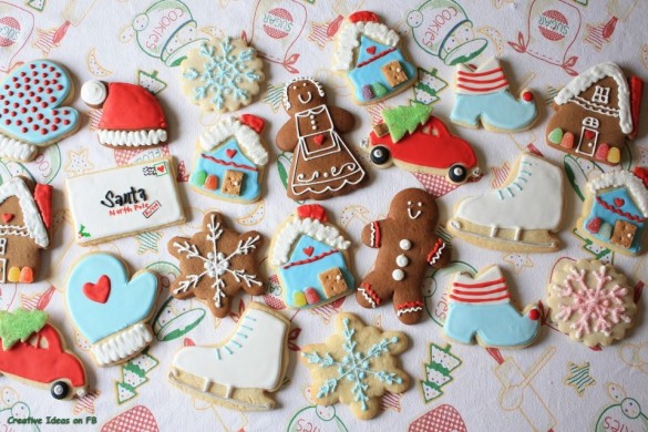 Gingerbread men, women, houses, snowflakes,  decorations for Christmas