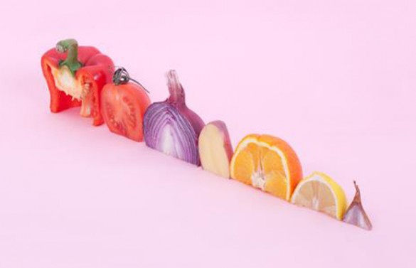 A colorful winter clever arrangements of fruits and vegetables photographed by Florent Tanet0