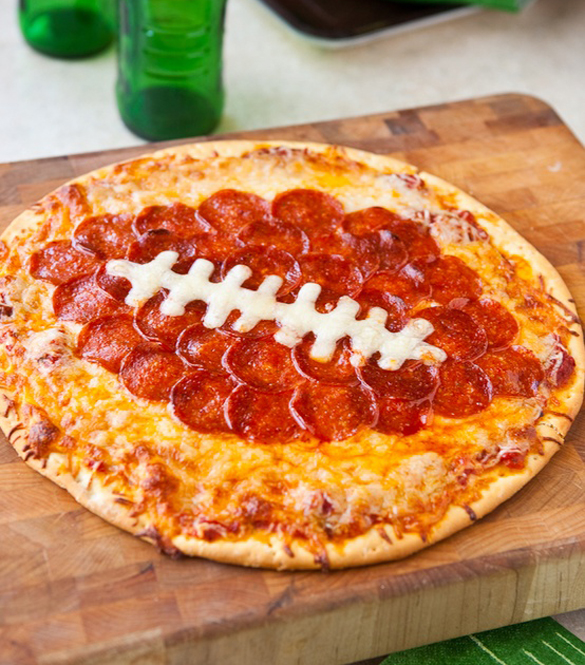 Super Bowl yummy party food - Football Pepperoni Pizza