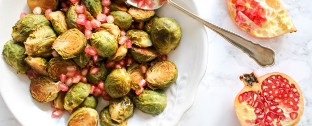 Honey Roasted Brussels Sprouts with Pomegranate Seeds