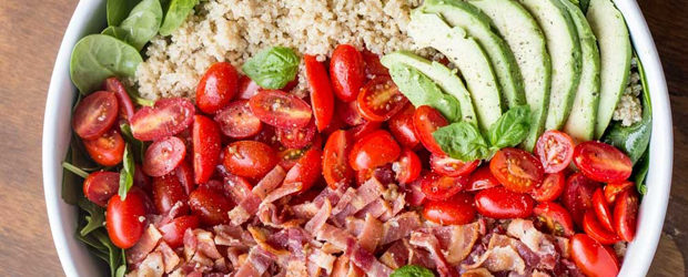 Spinach Quinoa and Bacon Salad