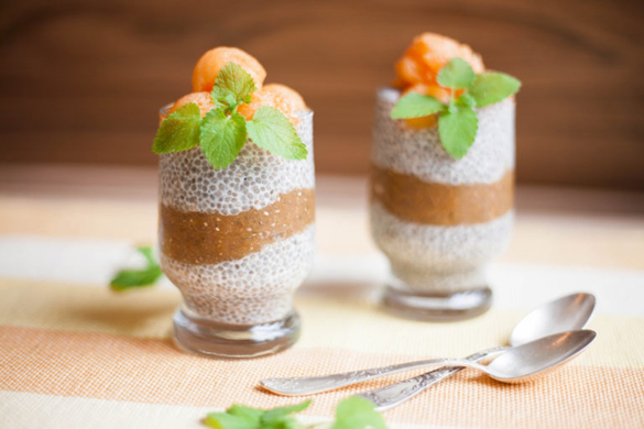 Overnight Chia Seed Pudding with Spicy Melon Puree