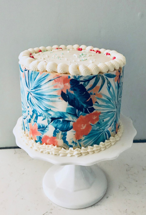 Tropical cake with roasted white chocolate