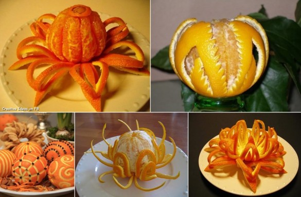 Carving orange peel decorative idea