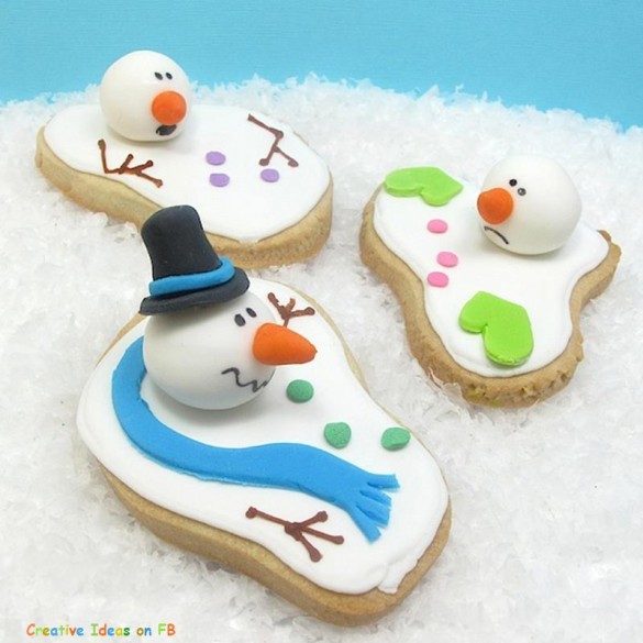 Christmas creative sweets and deserts ideas - Melted snowman cookies