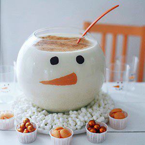 Christmas eggnog with Frosty the snowman
