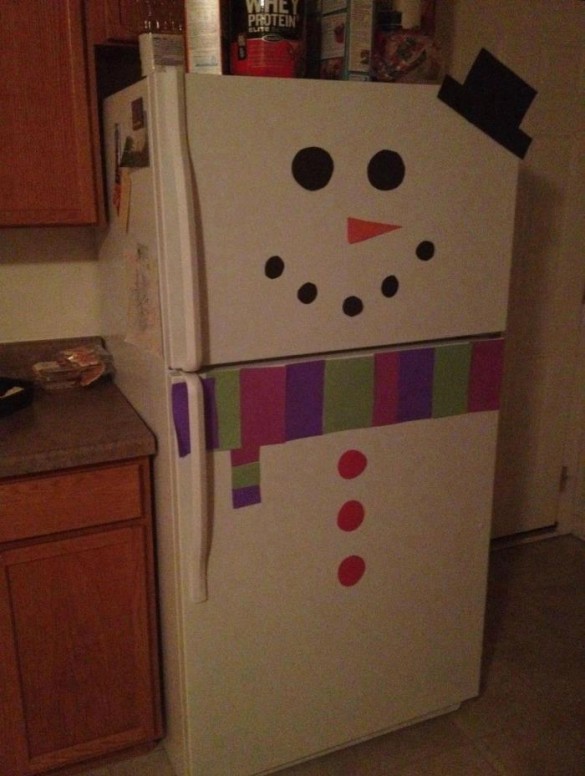 Frosty the snowman stickers on fridge