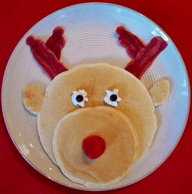 Rudolph the red nose reindeer pancake for Christmas