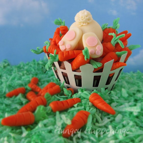 Easter cupcakes, cupcake, ravenous rabbit, bunny, modeling chocolate, sculpt, clay, fondant, carrots 2 
