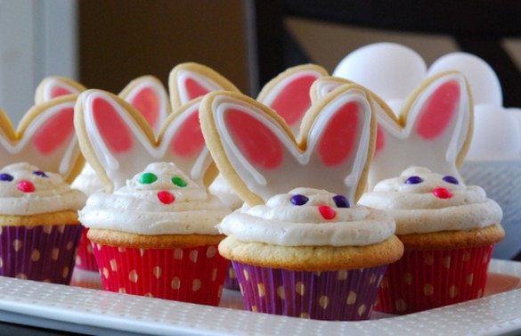 Easter Bunny Cupcakes (Vanilla Cupcakes with Vanilla Buttercream Icing)