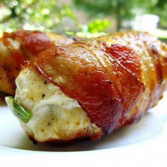 Bacon Wrapped, Cream Cheese Stuffed Chicken Breast