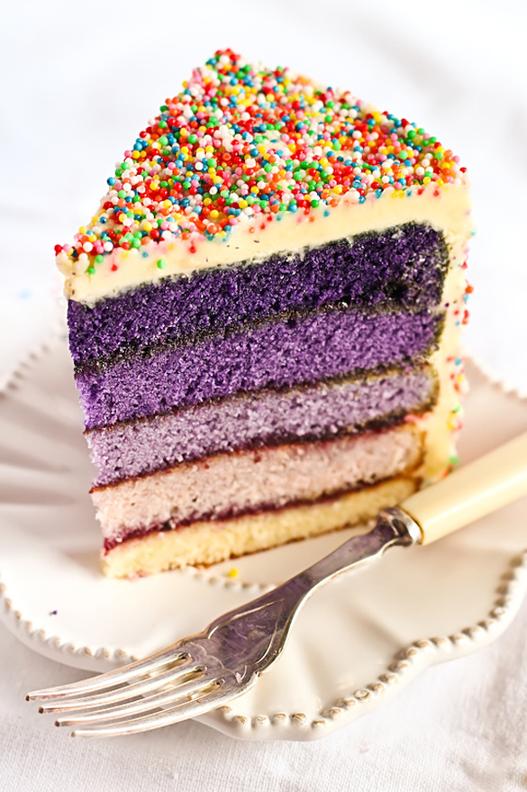 Purple Ombre Sprinkles Cake