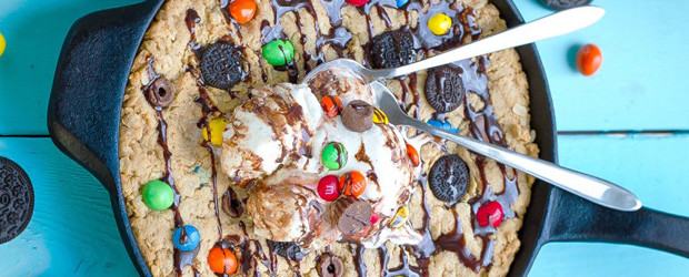 Candy Oreo Monster Skillet Cookie Pizza