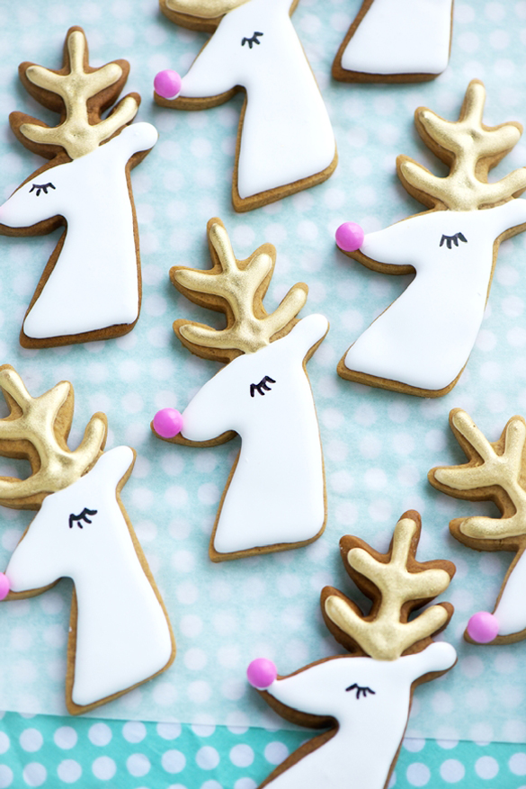 Gilded Reindeer and Santa Cookies