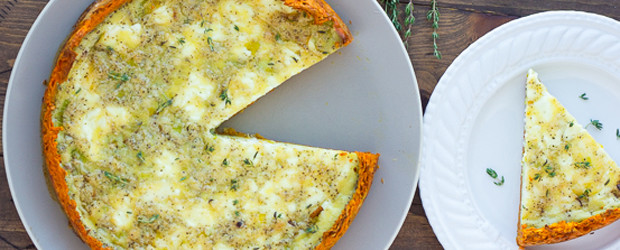 Sweet Potato Crusted Quiche with Goat Cheese and Leeks (Gluten-Free)