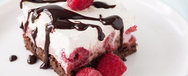 Raspberry Brownie Frozen Yogurt Dessert