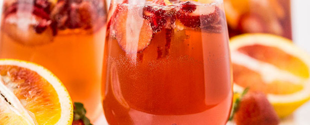 Champagne Sangria (with Blood Orange, Pomegranate & Strawberry)