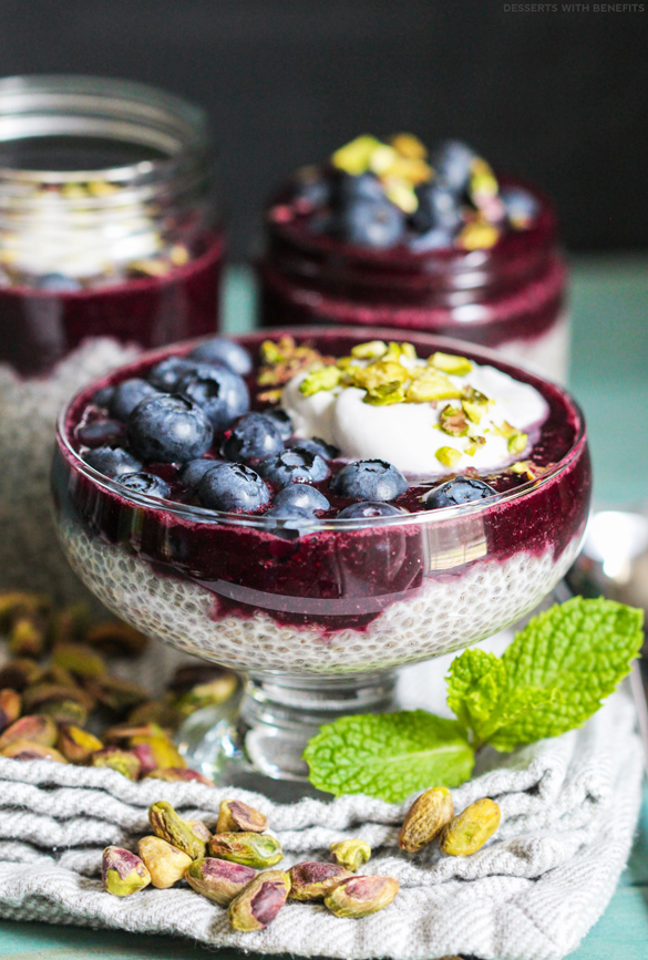 Healthy Blueberry Lemon Rosewater Chia Seed Pudding