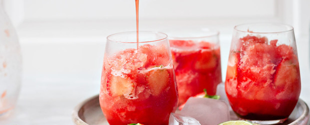 Watermelon Slush with Simple Strawberry Syrup