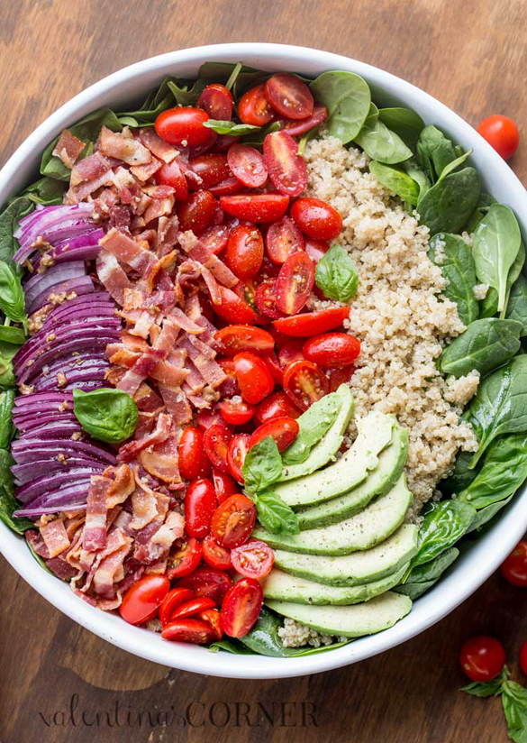 Spinach Quinoa and Bacon Salad
