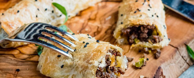 Börek with spiced beef and pistachios