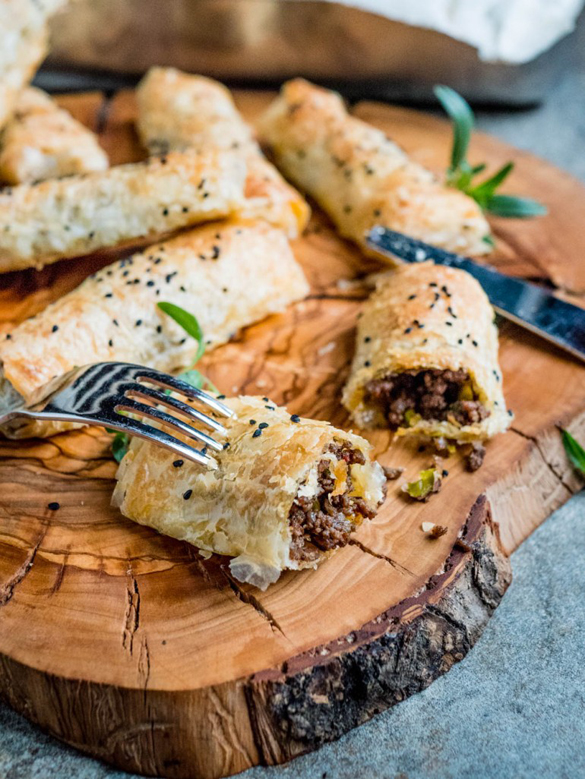 Börek with spiced beef and pistachios
