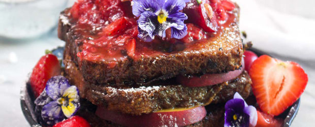 Vegan French Toast with Fresh Strawberry Sauce