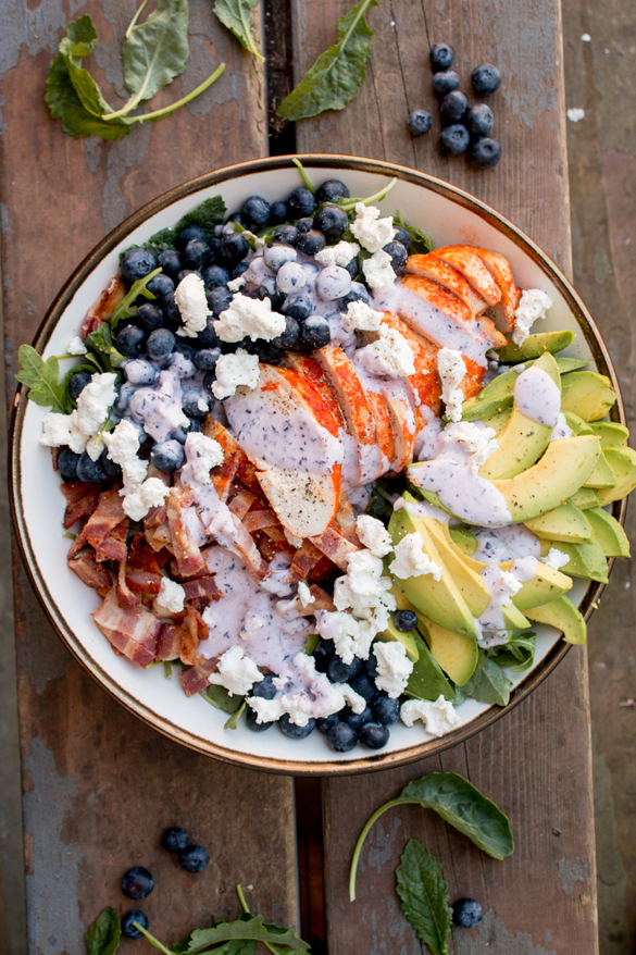 Blueberry, Bacon, Avocado and Roast Chicken Salad