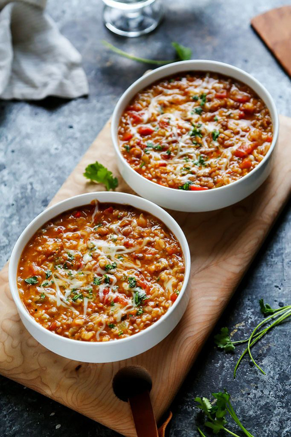 Instant Pot Cheesy Southwestern Lentils & Brown Rice