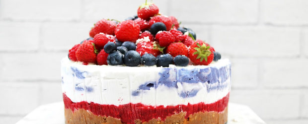 No bake summer berry '4th of July' cheesecake