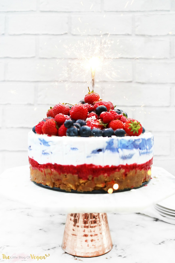 No bake summer berry '4th of July' cheesecake