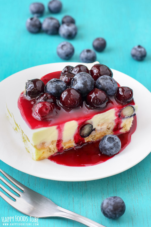 White Chocolate Waffle Cake with Blueberries