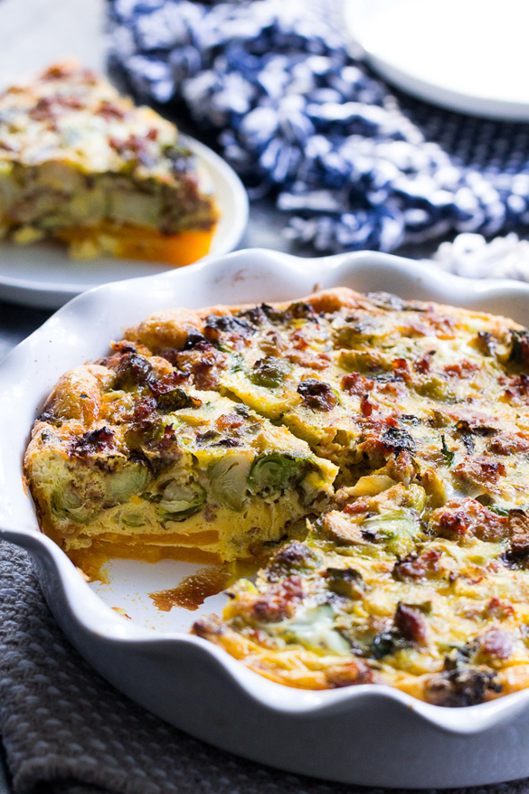 Paleo Quiche with Butternut Crust, Veggies, and Sausage