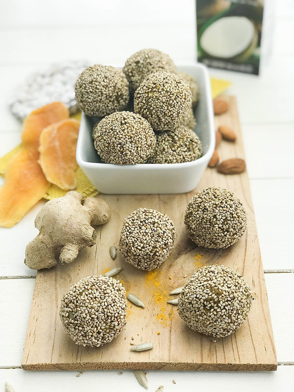 Energy Balls with Mango, Ginger and Turmeric