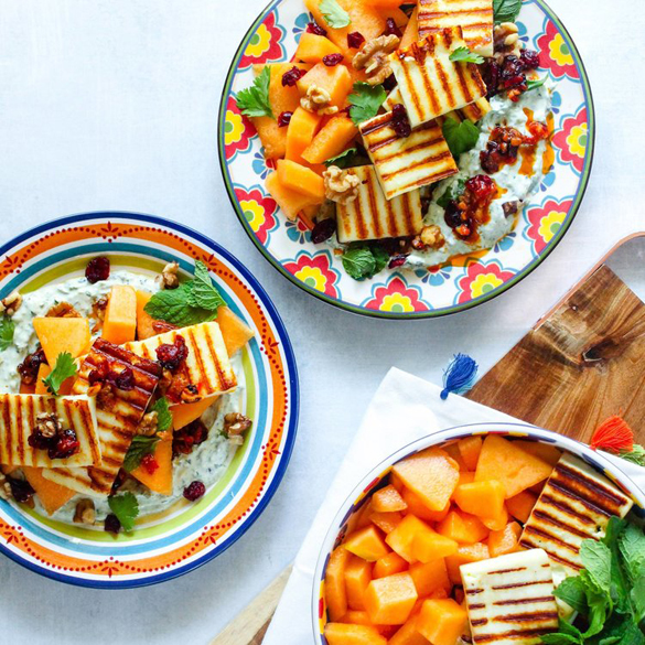 Grilled Paneer and Melon Summer Salad